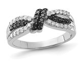 1/3 Carat (ctw) Black and White Diamond Knot Ring in Sterling Silver